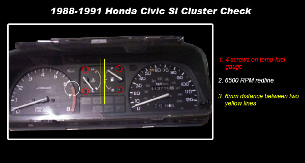 Honda Civic Night Glow Gauges White Face Gauge Reverse